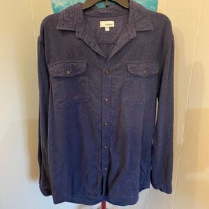 Sonoma 100% Cotton Button-down Long Sleeve Navy Shirt Men Size L